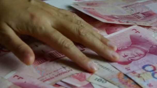 China-Sep 08, 2017: tellen van geld Rmb. — Stockvideo