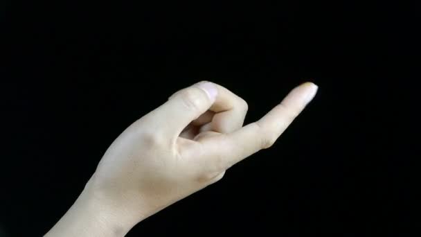 誘惑の位置の手、指、ここに来る. — ストック動画