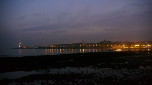 Beach night scene,sea. — Stock Video