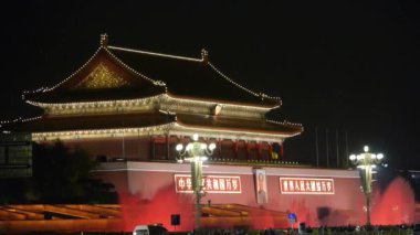 Çin-Eylül 08, 2016:Beijing Tiananmen Sarayı muhteşem çeşme gece. Çin siyasi merkezi. Maozedo