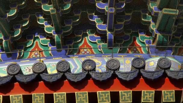 Świątynia Nieba w Pekinie.Chiny starożytnej architektury.Painted rzeźbione belki płytki — Wideo stockowe