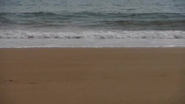 Altın sahilde okyanus dalgaları.