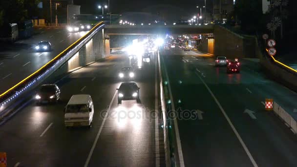 China-Sep 08,2016: timelapse tráfico urbano por la noche . — Vídeo de stock