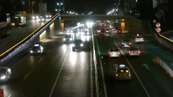 China-Sep 08,2016: timelapse tráfico urbano por la noche . — Vídeo de stock