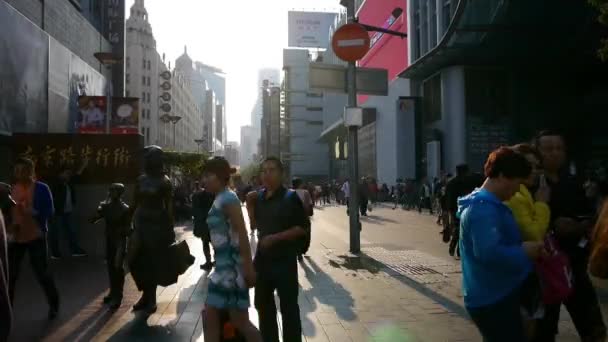 China-Aug 08,2016:time lapse,extremely busy nanjing road,pedestrian mall,Shanghai,China. — Stock Video