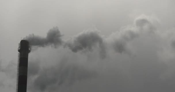 4k humos ondulan de chimenea de la industria, tubo de generación de energía con humo . — Vídeo de stock