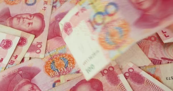 4k Dinero Renminbi (Rmb) 100 Yuan Notas, Mao Zedong líder Avatar . — Vídeo de stock