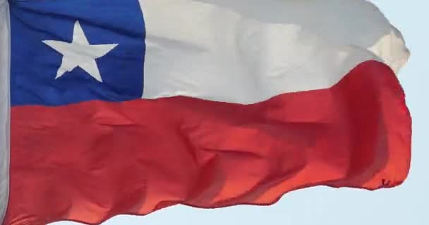 4k chile flag is fluttering in wind. — Stock Video