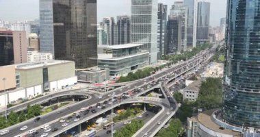 4 k, timelapse, ağır trafik-den geçerek Beijing merkezi iş bölgesine, Bina.