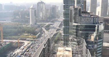 4k, ağır trafik-den geçerek Beijing merkezi iş bölgesine, kentsel inşaat.