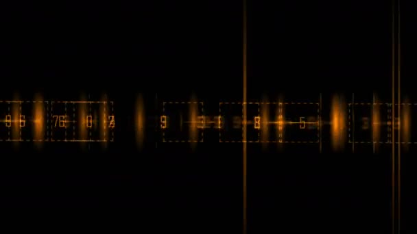 Caráter de luz de matriz digital de negócios 4k, codificação de número de linhas de raios cruzados de fogo . — Vídeo de Stock