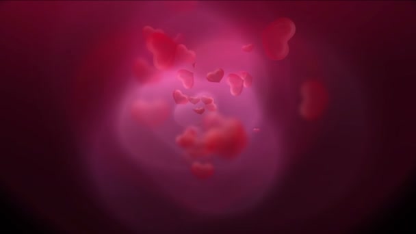 Fondo de corazón de amor rojo 4k, símbolo del día de San Valentín, fondo de patrón de diseño . — Vídeos de Stock