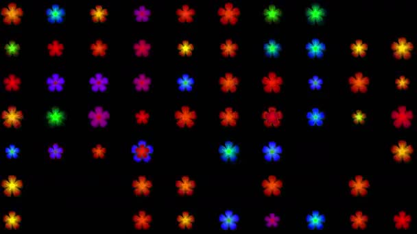 4k Farbe Blume Blütenblatt Natur Neon Lichtmuster & bunte Point Array Matrix. — Stockvideo