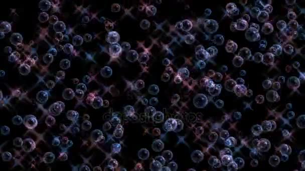 4k Bubble & blisters soda water stars backdrop,clean bath vector art background — Stock Video