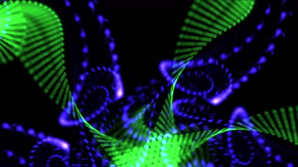4k Pétalo de flor de patrón de partícula abstracto, arte textura material líneas fondo — Vídeos de Stock