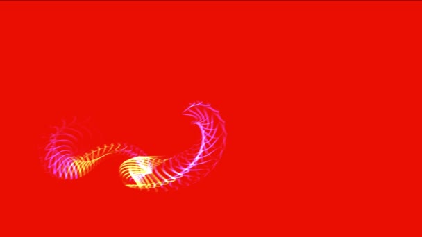4k ligne abstraite de laser de feu, fusée éclairante art brillant courbe fil particule fond — Video