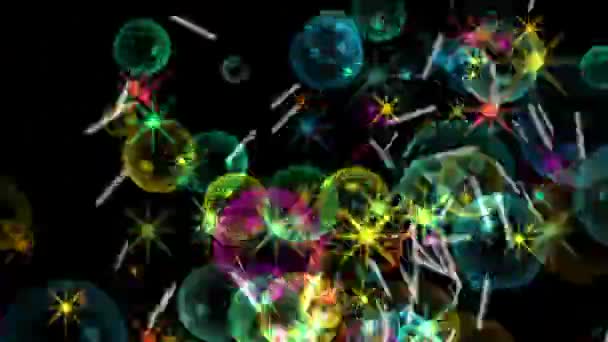 Fond de feu d'artifice à particules 4k Stars, énergie de feu, explosion de bulles de poudre à canon .