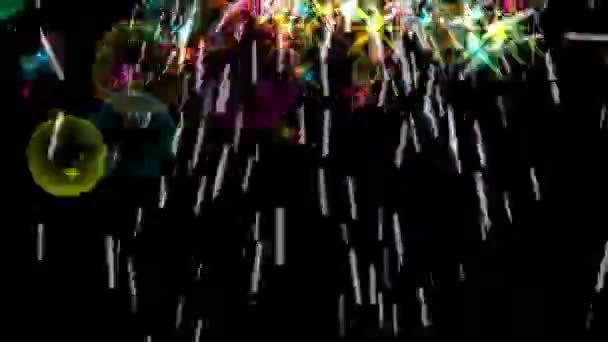 4k Sterne Partikel Feuerwerk Hintergrund, Feuernergie, Schwarzpulver Blase Explosion. — Stockvideo