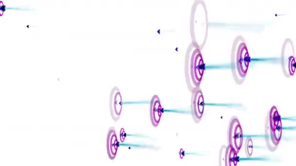 4 k 波纹波，摇节奏粒子能量，霓虹灯烟花，箭头击中目标 — 图库视频影像