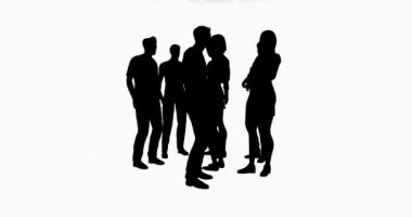 4 k iş insanlar siluet konuşuyor.