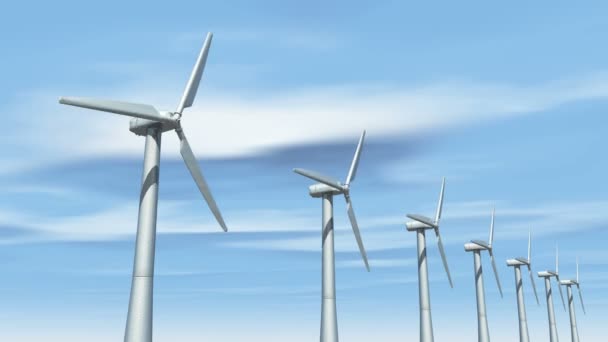 4 k 風車タービンきれいな、緑の風のエネルギー、新たな力、タイムラプス雲. — ストック動画