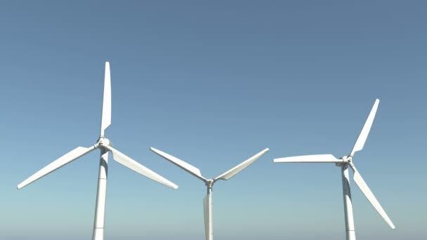 4 k windmolen Turbines schone, groene windenergie, nieuwe kracht. — Stockvideo