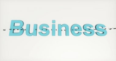 4 k işadamı 3D iş işareti üstünde yürüyüş.