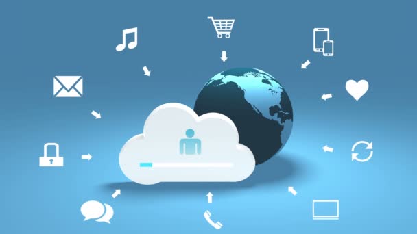 4k, Mettre à jour le nuage informatif, faire pivoter la terre, télécharger des progrès, backgroun web tech 