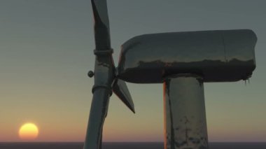 4 k yel türbinleri temiz, günbatımı, yeşil Rüzgar enerjisi, yeni güç.