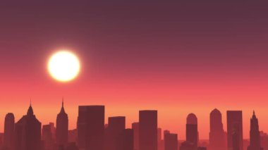 4k, timelapse günbatımı, kentsel işletme binası ve gökdelenler, Newyork City sahne