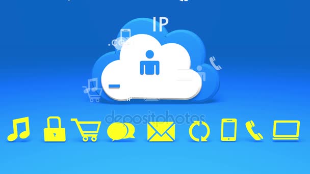 4k, concepts de connexion Cloud Computing, concept internet, icône des services en ligne .