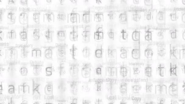 4k Alphabet Buchstabenmatrix Hintergrund, Eingabe Suchbuchstaben, Big Data Speicherung. — Stockvideo