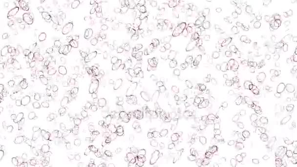 4 k abstrakt droppe vatten flytande oval bakgrund, droplet punkt dot bönor bubbla. — Stockvideo
