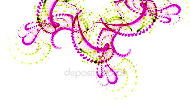 4 k Abstract splash stippen deeltje kunst lijnen, swirl kromme bloem petal achtergrond. — Stockvideo