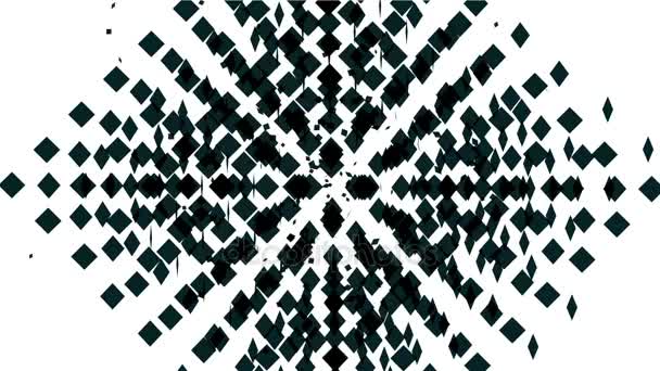 Arrière-plan d'art de particules de matrice 4k, tableau carré de feu d'artifice espace virtuel ordinateur . — Video