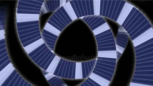 4k Escalera espiral escalera camino túnel fondo, bloque de rayas, partícula de tarjeta cuadrada — Vídeo de stock