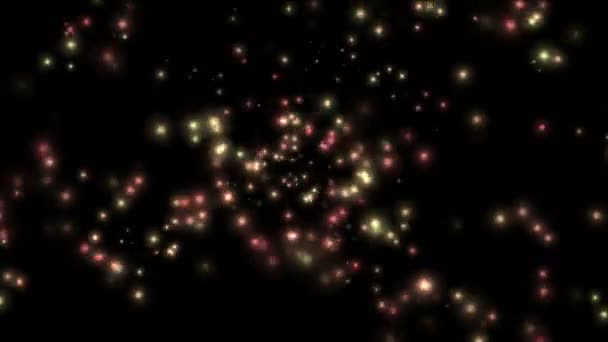 4k flying color shine particle & dots light in space,vj background. — Stock Video