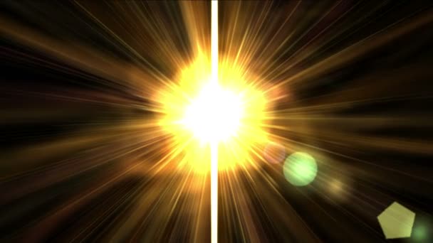 4 k 빛나는 황금 햇빛 광선 레이저 섬유 라인, 미래 과학 빛 에너지 — 비디오