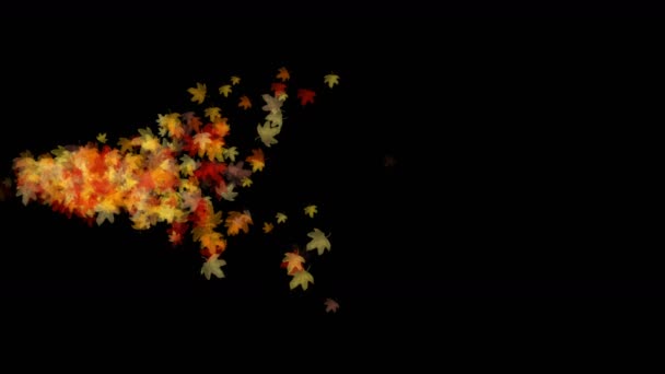 4 k のカエデの葉のまま落下・ フレア光、秋芸術的なロマンチックな粒子. — ストック動画