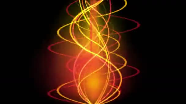 4k espiral de oro línea de fuego señales smoke.energy, onda de vibración de ritmo de brillo cálido . — Vídeos de Stock