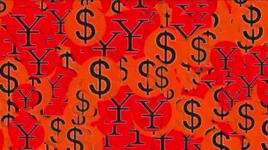 4 k Float ABD dolar Rmb Çin para zenginlik sembolü, Döviz Kuru arka plan.