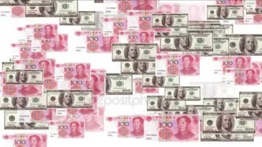 4k başgösteren 100 Doları 100 Rmb faturaları Döviz Kuru para servet arka plan Float