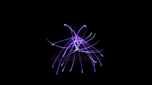 4k Abstract particles fiber optic cable fireworks lines space background. — Stock Video