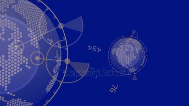 4k globale GPS terra mappa della città militare radar interfaccia di navigazione dello schermo GPS . — Video Stock