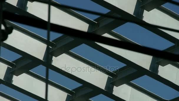 豪华商场玻璃屋顶的房子，大厅，塔，俯瞰，渲染，财富，太阳，沙 — 图库视频影像