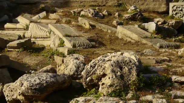 China beijing yuanmingyuan,history legacy wreckage,royal garden pillars. — Stock Video