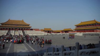 Chian-Ekim 12, 2017: Yasak Şehir ve turistik, Çin'in kraliyet antik mimari.