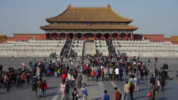 Κίνα-Σεπ 08, 2017: απαγορευμένη πόλη & τουρίστας, Βασιλική αρχαίας αρχιτεκτονικής της Κίνας. — Αρχείο Βίντεο