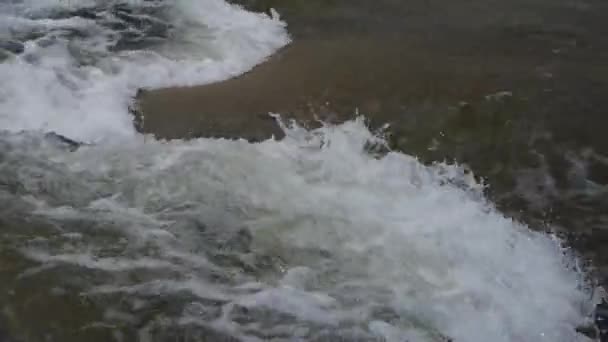 Wloty strumienia rzeki rapids na głazy. — Wideo stockowe