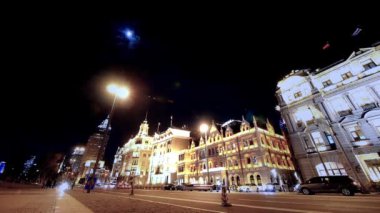 zaman atlamalı Shanghai bund trafik ve yaya gece, eski kafalı iş b